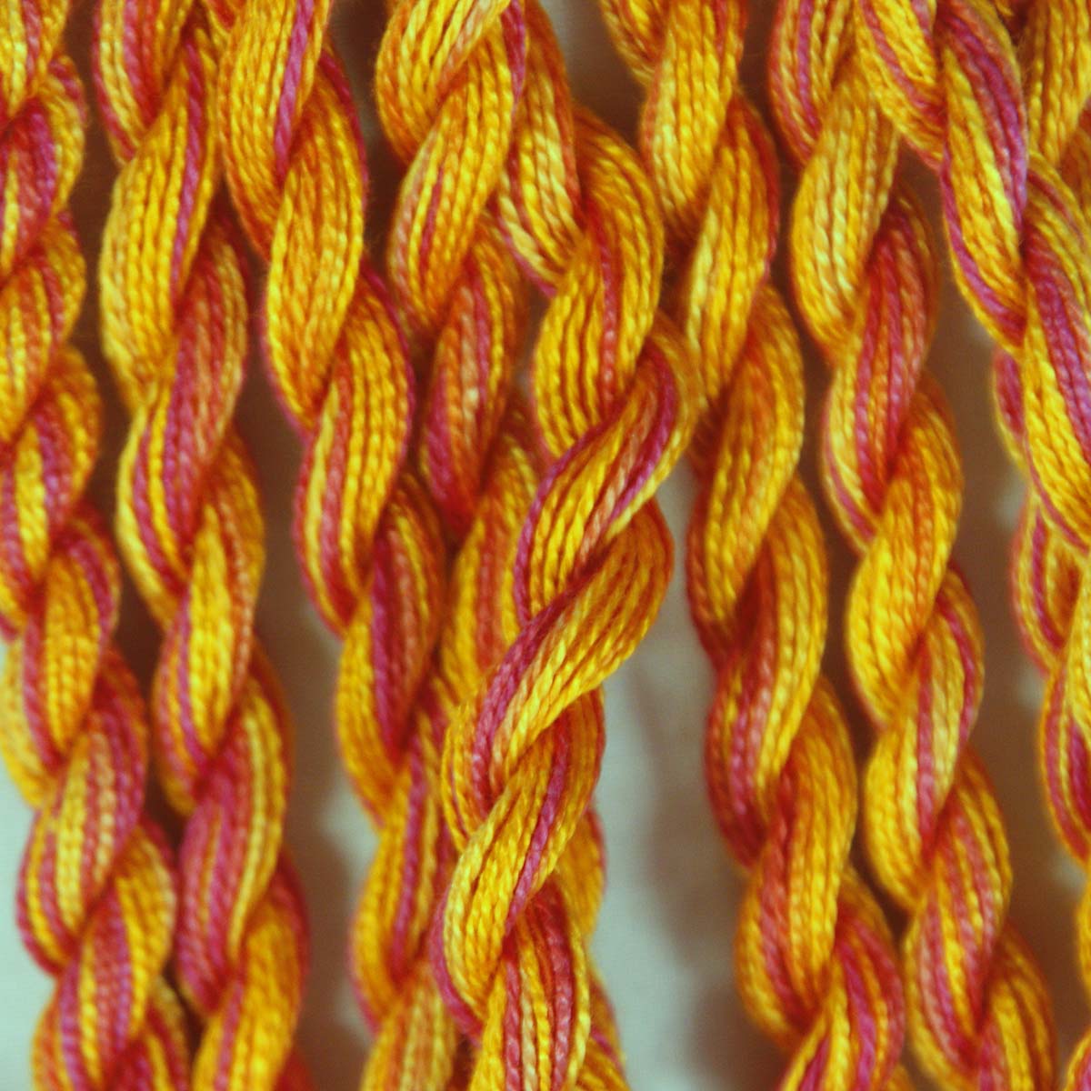 www.colourstreams.com.au Colour Streams Hand Dyed Swww.colourstreams.com.au Colour Streams Hand Dyed Cotton Threads Cotto Strands Slow Stitch Embroidery Textile Arts Fibre DL 68 Tequila Sunrise  Oranges Yellows Pinks