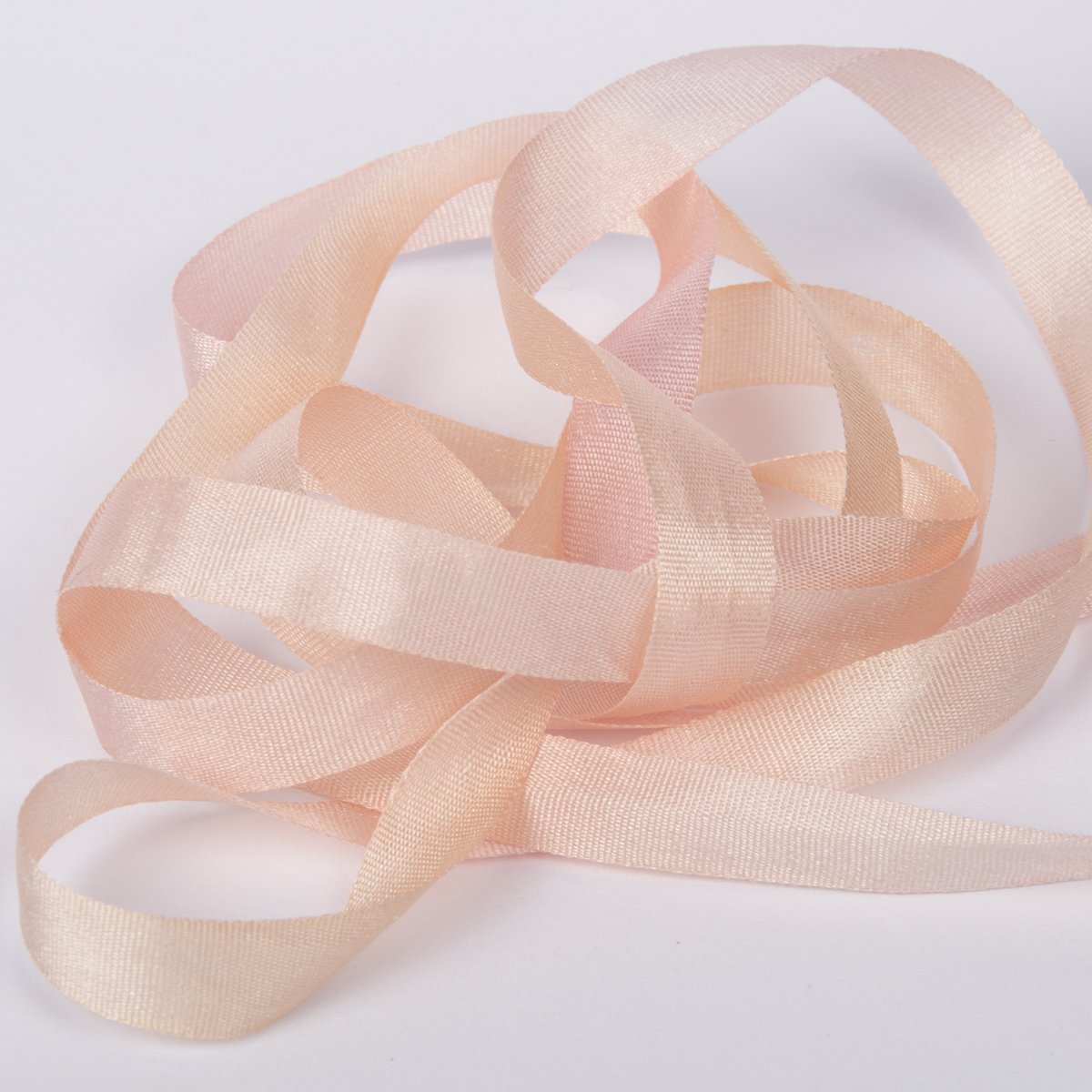 Colour Streams Hand Dyed Silk Ribbons Apricot Blush  DL 8