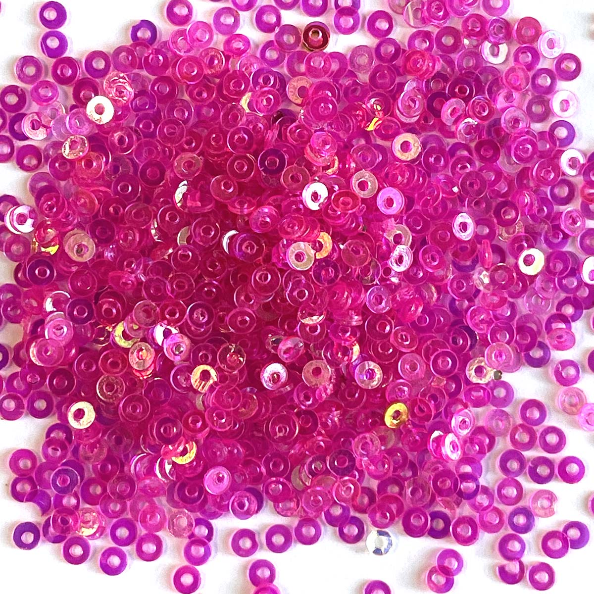 Sequins - Flat - Circle - 3mm - Opaque Cerise with Multi Lights (S14)