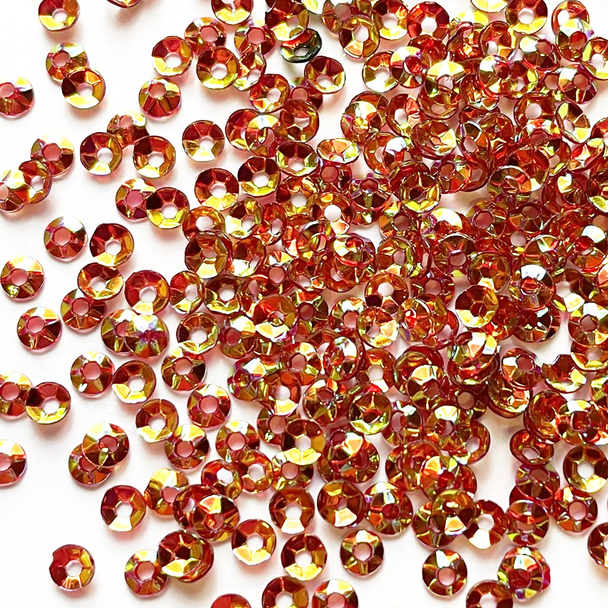 Copper Spangles Sequins - Cup - Circle - 3mm - Copper with Multi Coloured Lights (S159 ...