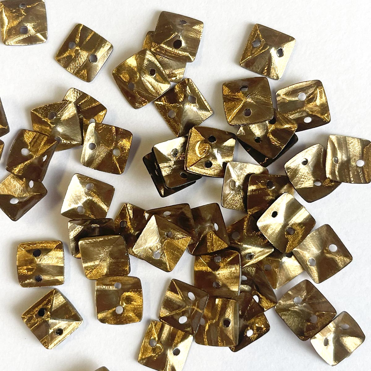 www.colourstreams.com.au Colour Streams Sequins Embellishments Costumes Mardi Gras Dancing Ballet Theatre Shows Drag Queen Bling Rich Dark Gold Pyramid Shaped Square  with 2 Holes S213 7mm 