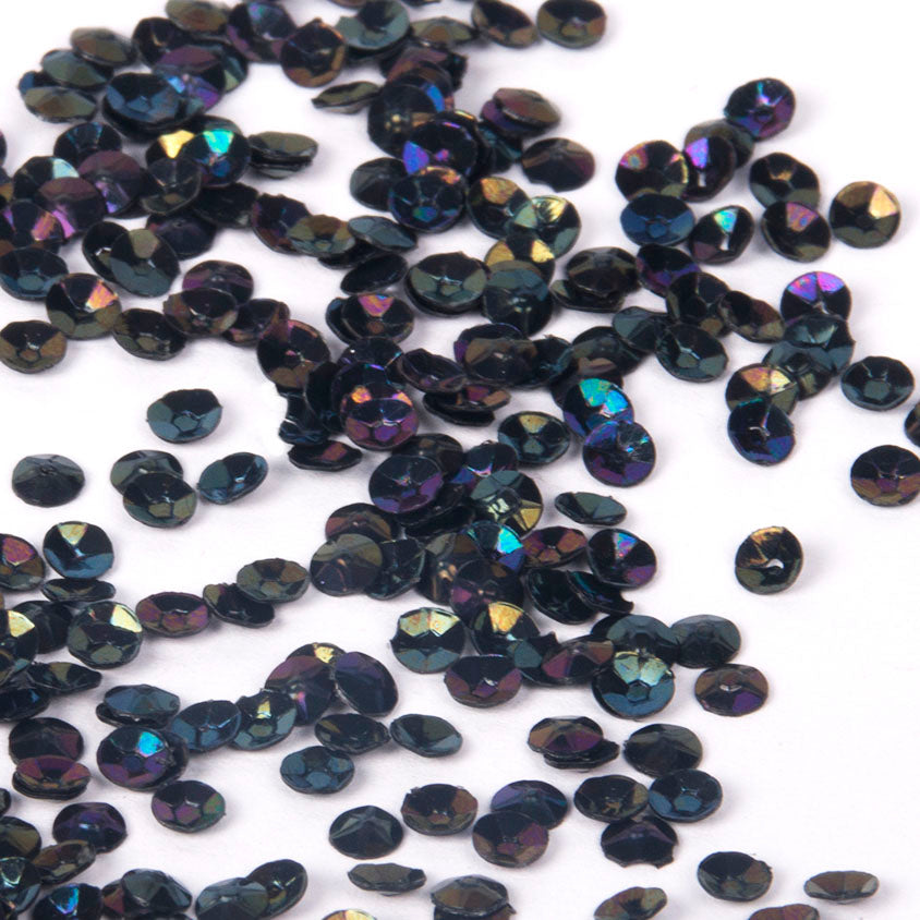 www.colourstreams.com.au Colour Streams Sequins Embellishments Stitching Embroidery Costumes Mardi Gras Dancing Ballet Theatre Shows Drag Queen Bling Cup Circle Sequin Iridescent Black Iris 3mm (S29)