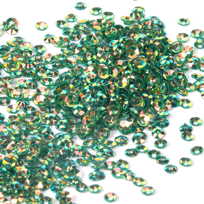 www.colourstreams.com.au Colour Streams Stitching Embroidery Costumes Sequins Cup 3mm Green with Red and Gold Lights Circle S33