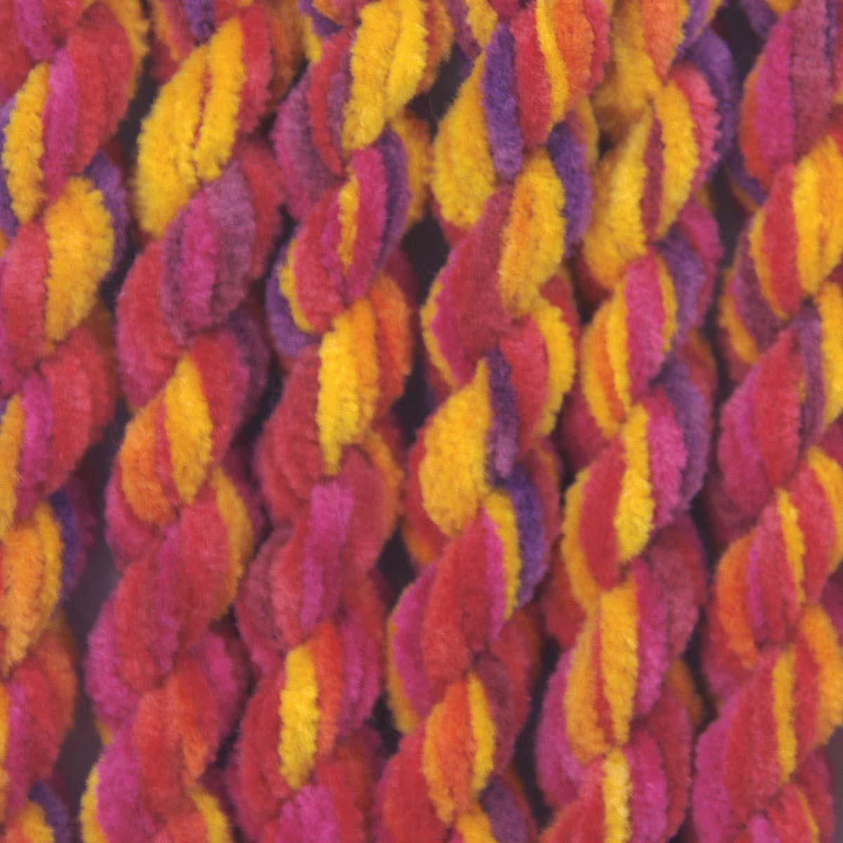 www.colourstreams.com.au Colour Streams Hand Dyed Chenille Threads Slow Stitch Embroidery Textile Arts Fibre DL 10 Venetian Sunset Yellows Reds Purples Oranges Gold
