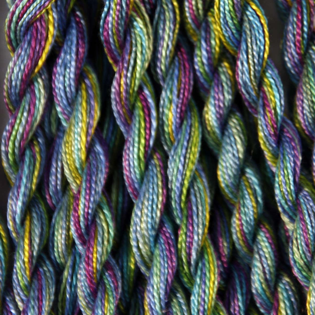 www.colourstreams.com.au Colour Streams Hand Dyed Cotton Threads Cotto Strands Slow Stitch Embroidery Textile Arts Fibre DL 14 Monet Purples Greens BLues Golds