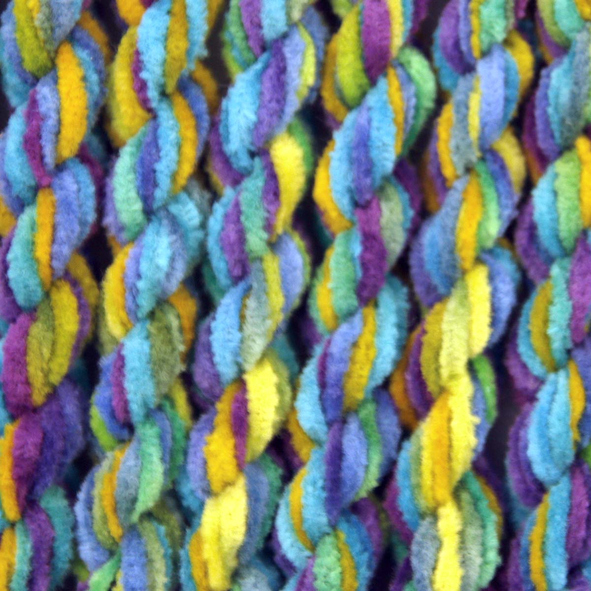 www.colourstreams.com.au Colour Streams Hand Dyed Chenille Threads Slow Stitch Embroidery Textile Arts Fibre DL 14 Monet Purples Greens Blues Golds