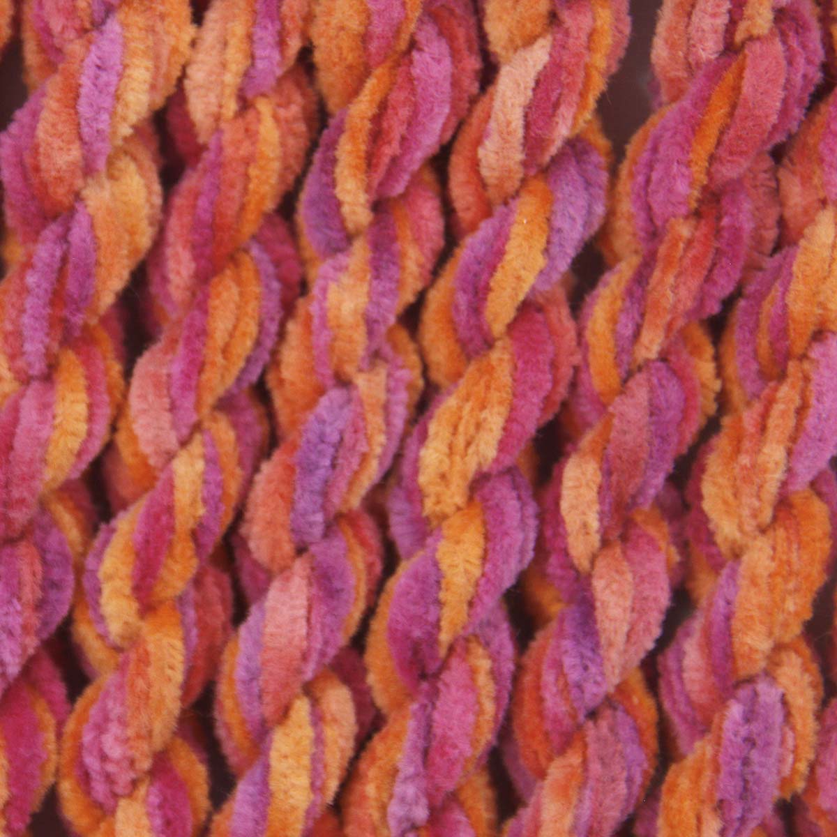 www.colourstreams.com.au Colour Streams Hand Dyed Chenille Threads Slow Stitch Embroidery Textile Arts Fibre DL 28 Carnivale Purple Pinks Oranges