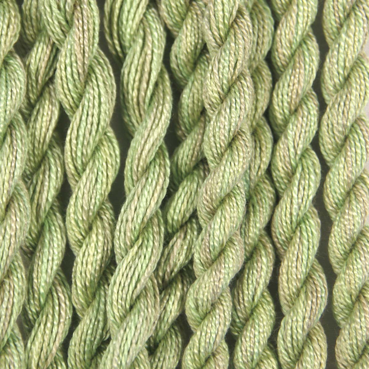 www.colourstreams.com.au Colour Streams Hand Dyed Cotton Threads Cotto Strands Slow Stitch Embroidery Textile Arts Fibre Straw DL 58 New Leaf  Greens