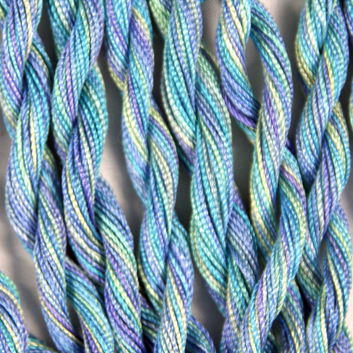 www.colourstreams.com.au Colour Streams Hand Dyed Silk Threads Silken Strands Ophir Exotic Lights Aurora Slow Stitch Embroidery Textile Arts Fibre DL 16 Seascape Blues Purples Yellows