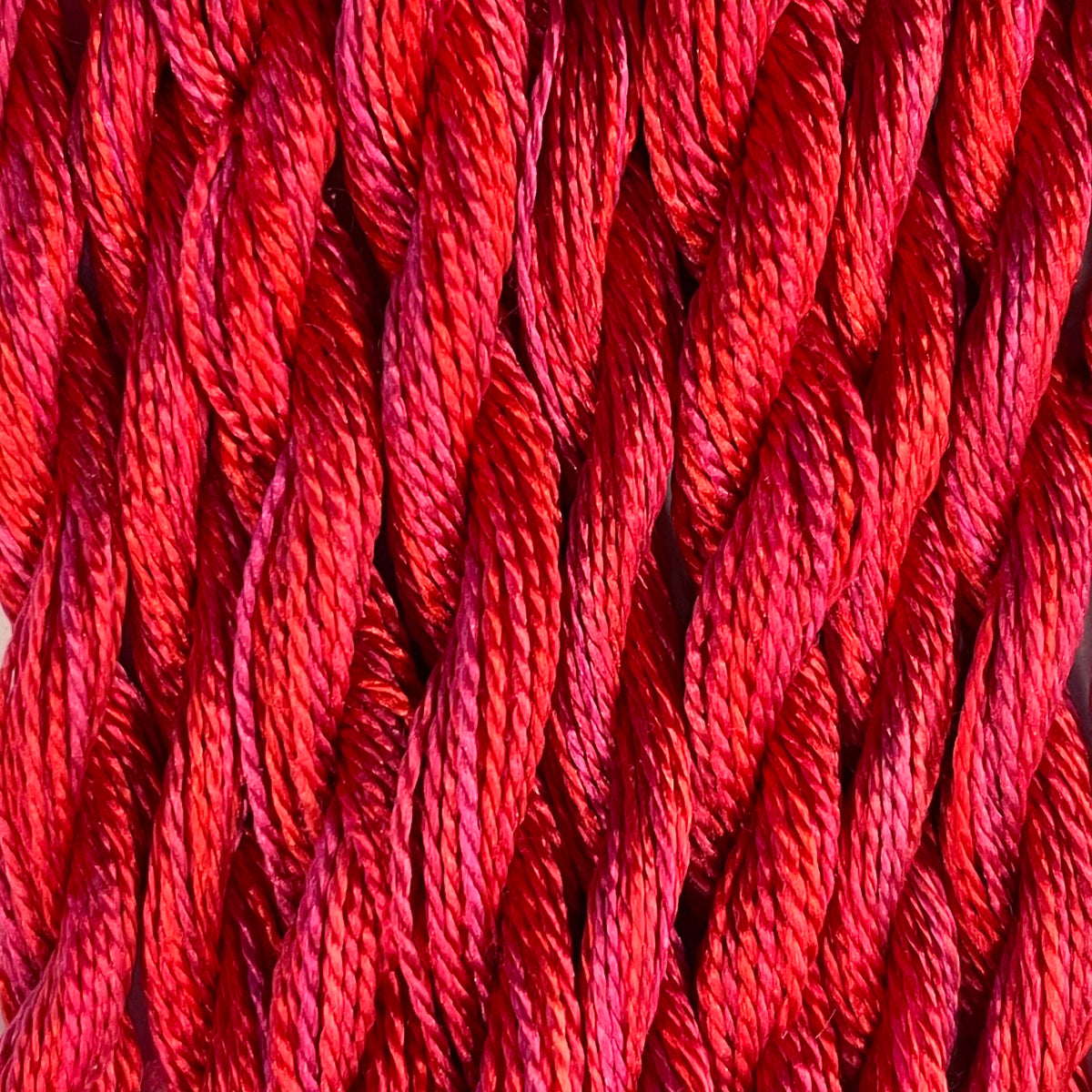 www.colourstreams.com.au Colour Streams Hand Dyed Silk Threads Silken Strands Ophir Exotic Lights Aurora Slow Stitch Embroidery Textile Arts Fibre DL 27 Poppy Reds Pinks