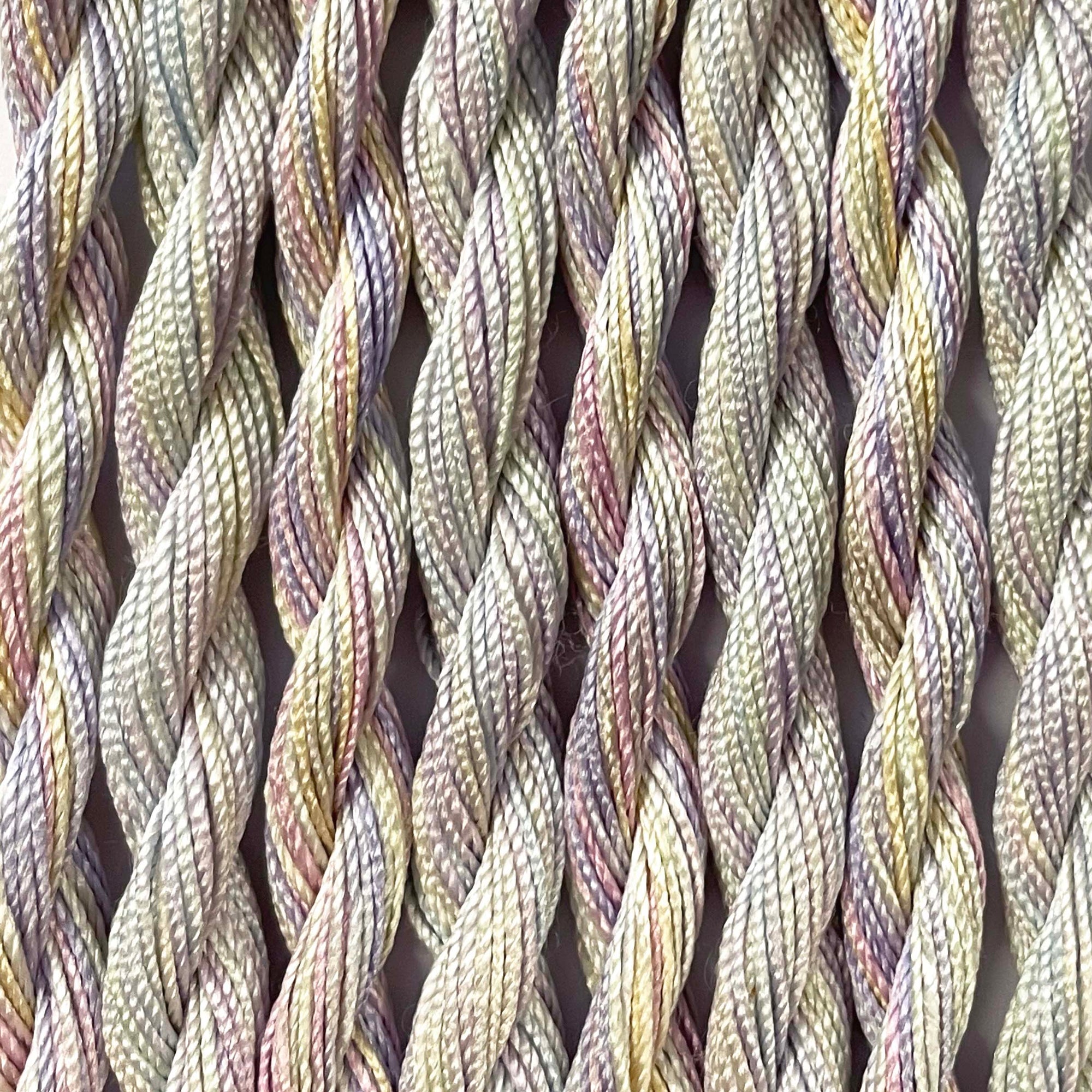www.colourstreams.com.au Colour Streams Hand Dyed Silk Threads Silken Strands Ophir Exotic Lights Aurora Slow Stitch Embroidery Textile Arts Fibre DL 41 Hydrangea Mauves Yellows Purples Blues
