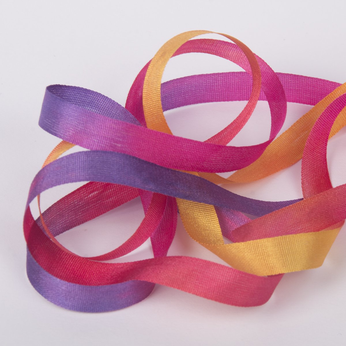 Colour Streams Hand Dyed Silk Ribbons Venetian Sunset DL 10