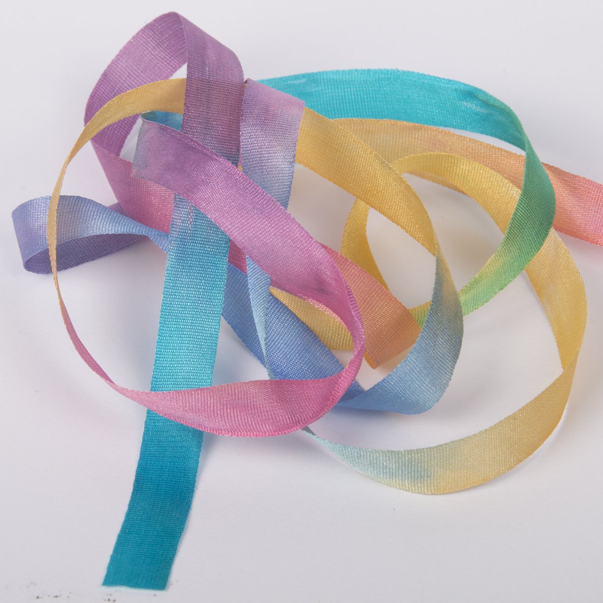 Colour Streams Hand Dyed Silk Ribbons Mulberry Blues DL 13