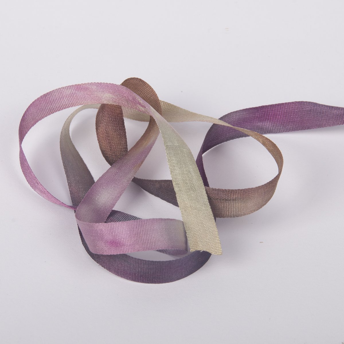 Colour Streams Hand Dyed Silk Ribbons Aubergine Truffle  DL 48