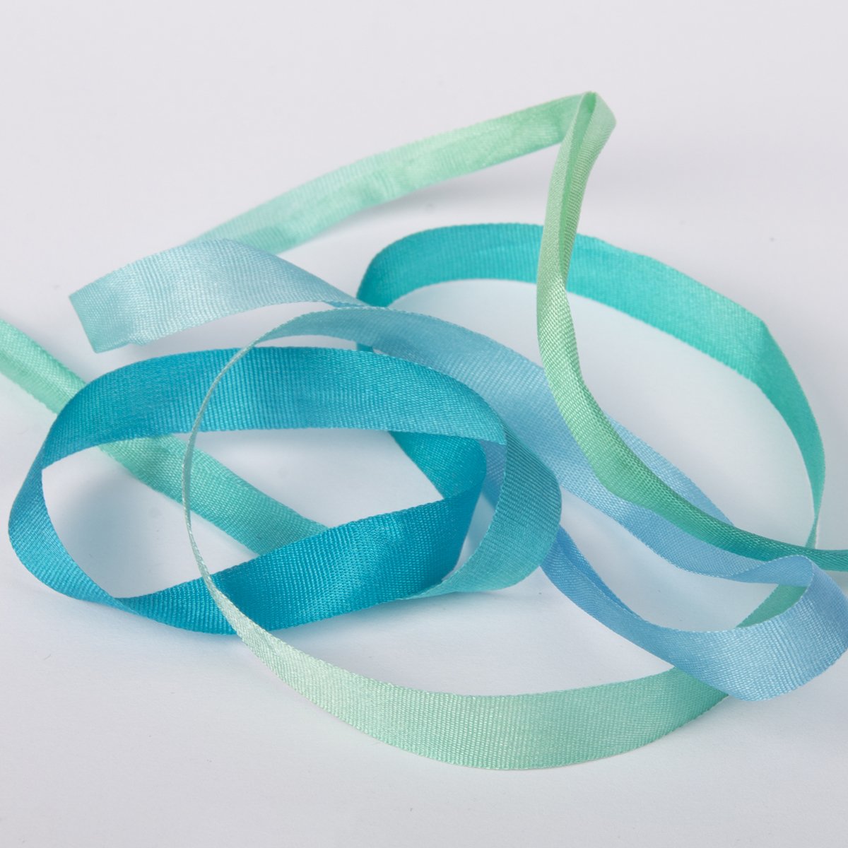 Colour Streams Hand Dyed Silk Ribbons Blue Lagoon DL 60