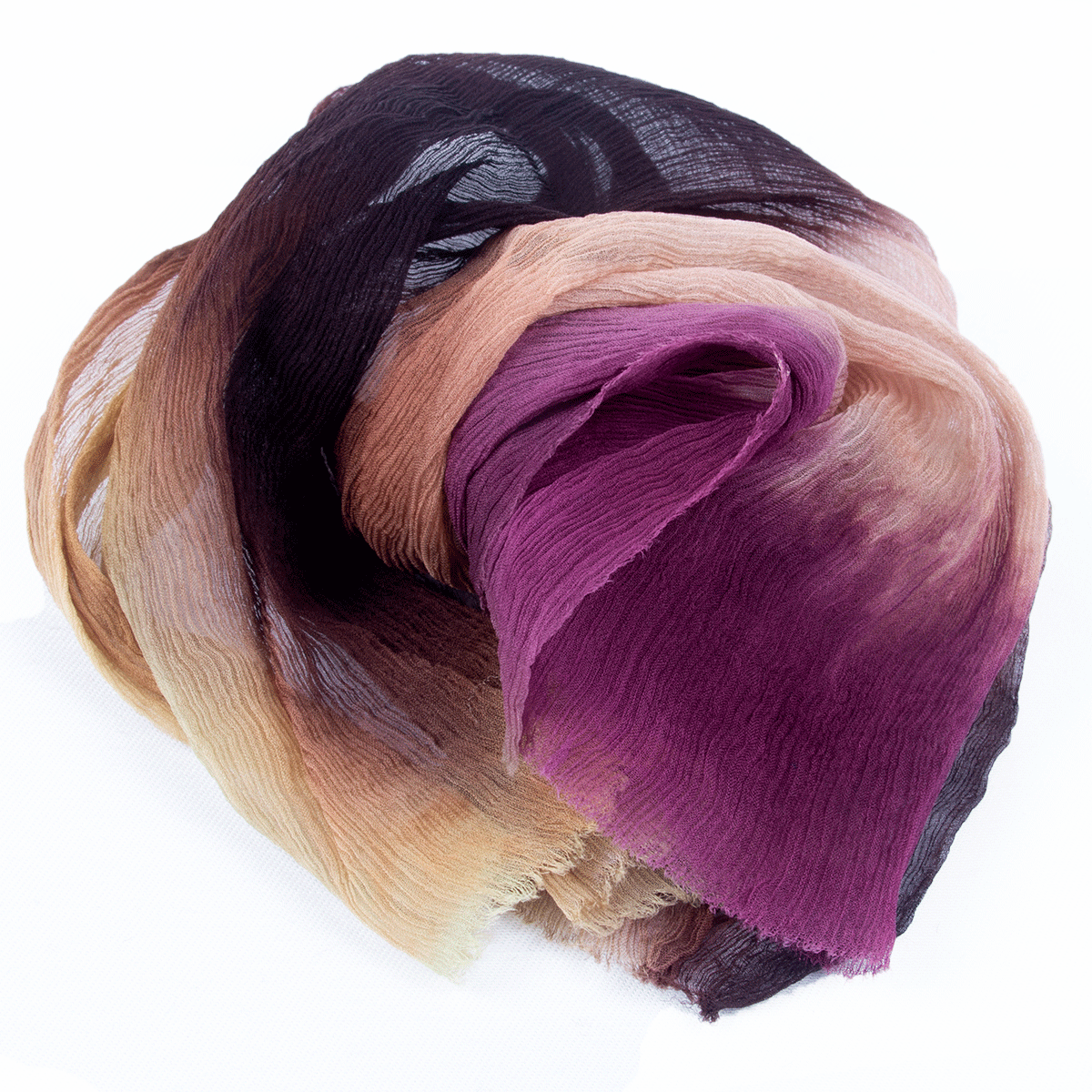 www.colourstreams.com.au Colour Streams Hand Dyed Crinkle Silk Chiffon Aubergine Truffle 48